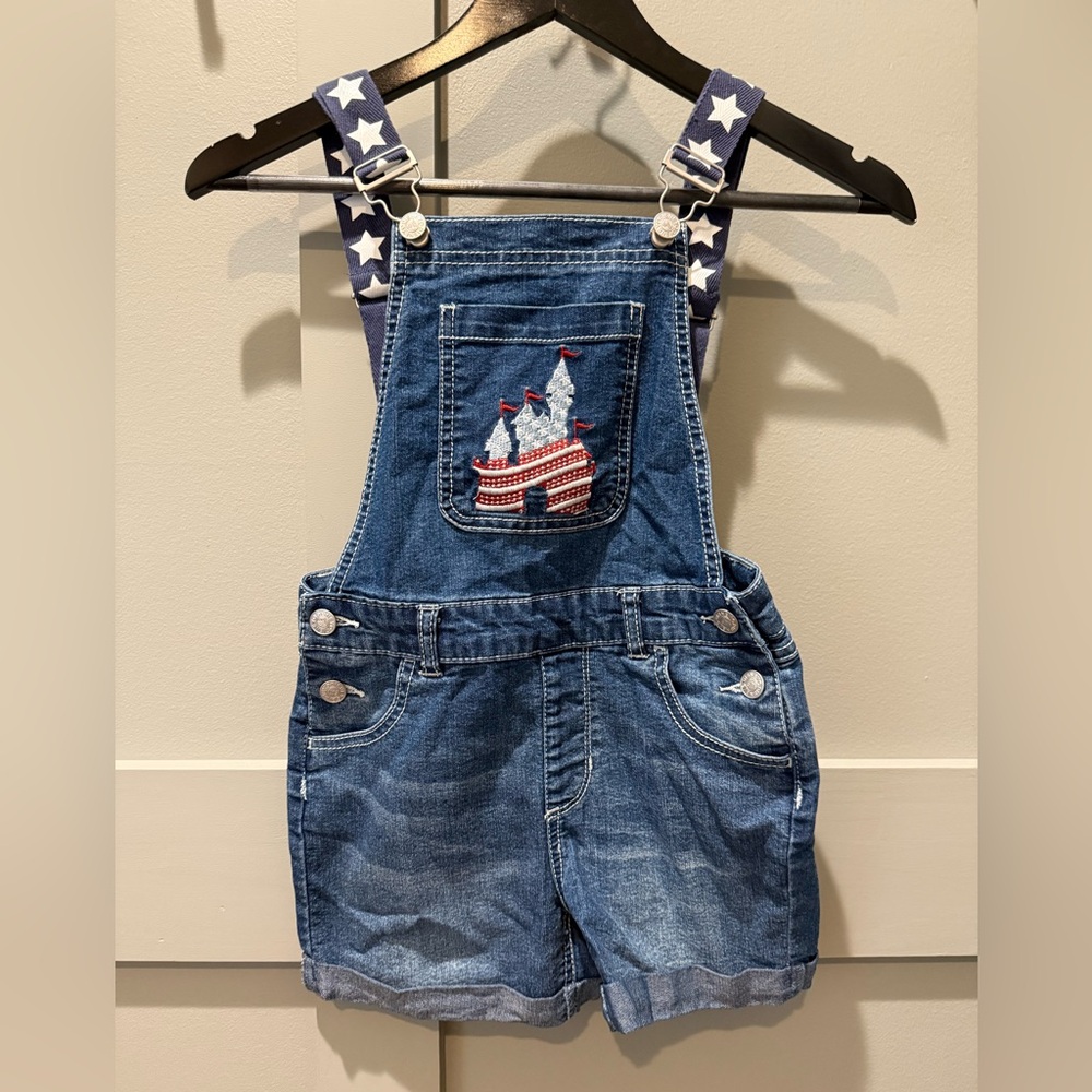Disney Blue Overalls with Sailboat Embroidery